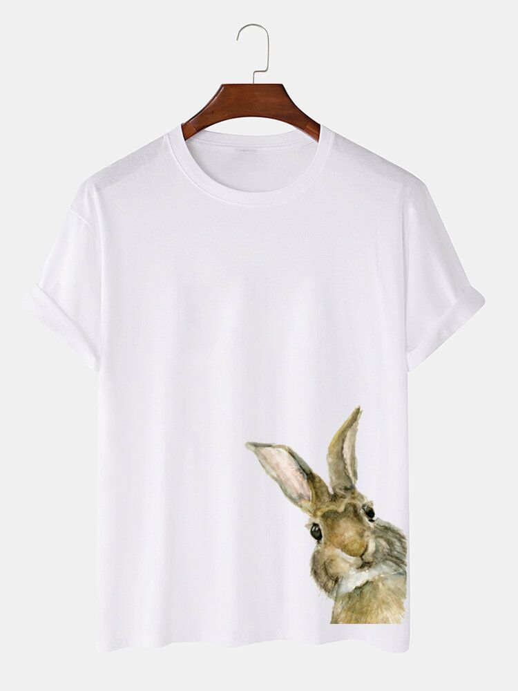 T-shirts À Manches Courtes 100 % Coton À Imprimé Lapin De Pâques Pour Homme