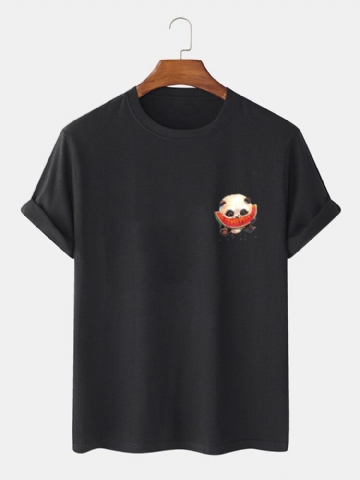 T-shirts À Manches Courtes 100 % Coton Imprimé Panda Dessin Animé Pour Homme