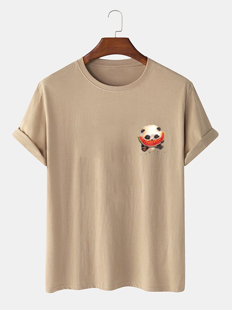 T-shirts À Manches Courtes 100 % Coton Imprimé Panda Dessin Animé Pour Homme