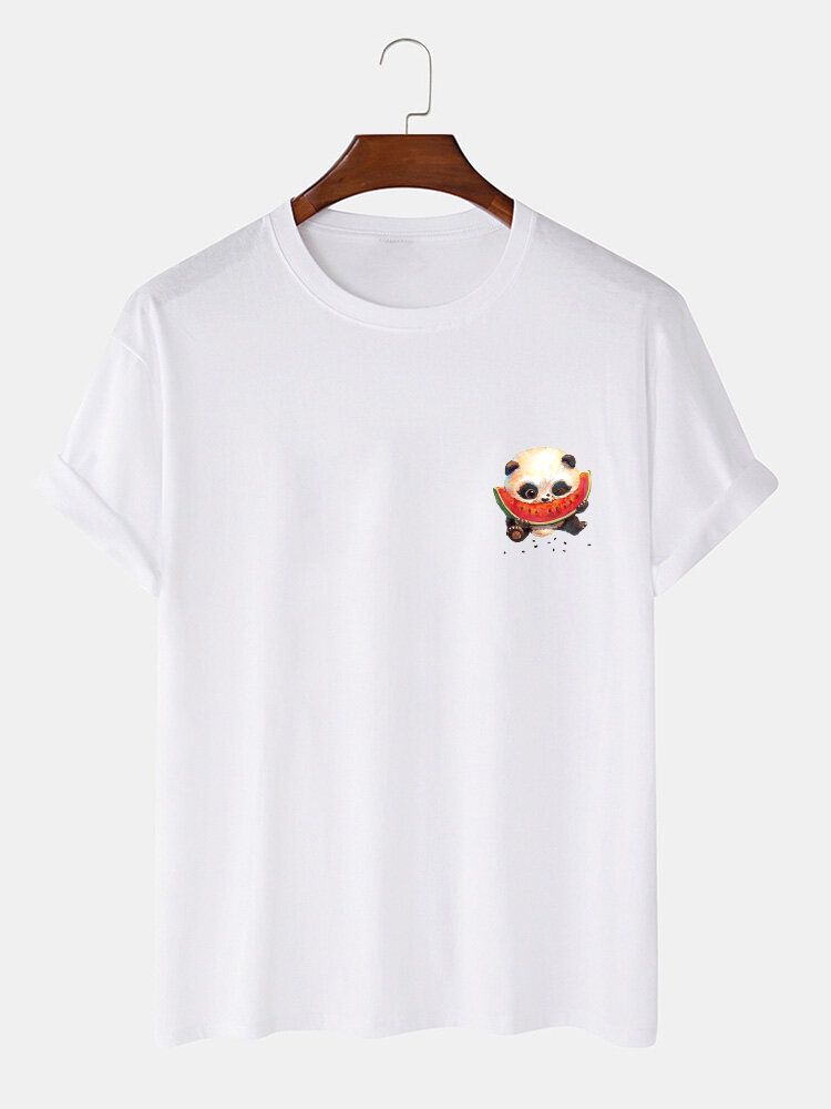 T-shirts À Manches Courtes 100 % Coton Imprimé Panda Dessin Animé Pour Homme