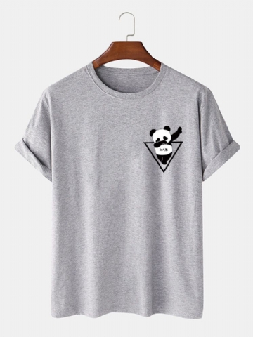 T-shirts À Manches Courtes 100 % Coton Imprimé Panda Pour Homme