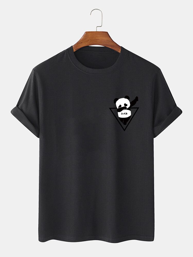 T-shirts À Manches Courtes 100 % Coton Imprimé Panda Pour Homme