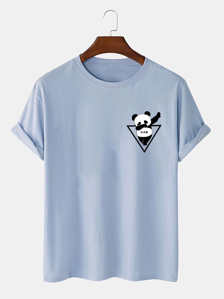 T-shirts À Manches Courtes 100 % Coton Imprimé Panda Pour Homme