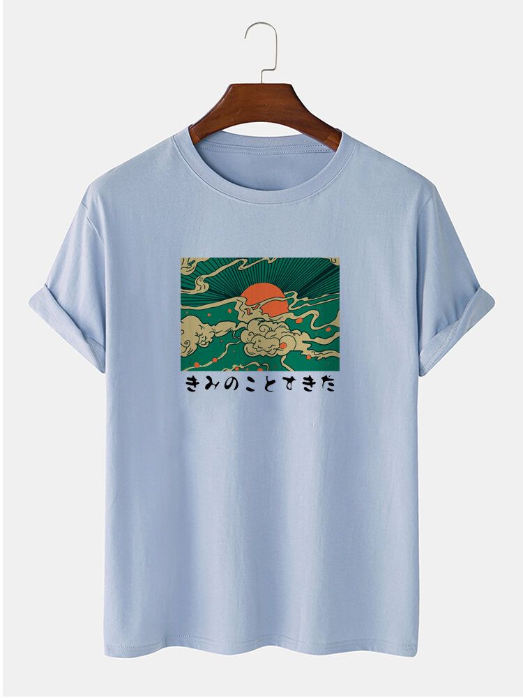 T-shirts À Manches Courtes 100% Coton À Imprimé Ukiyoe Pour Hommes