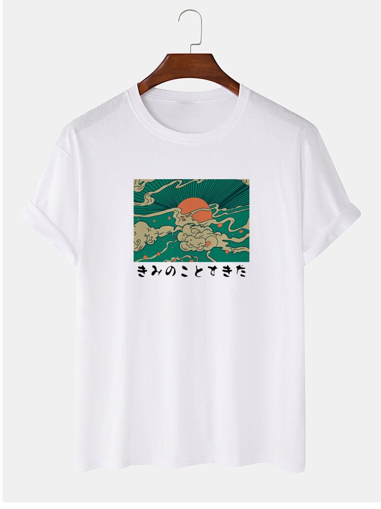 T-shirts À Manches Courtes 100% Coton À Imprimé Ukiyoe Pour Hommes