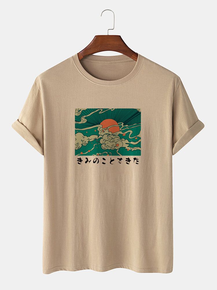 T-shirts À Manches Courtes 100% Coton À Imprimé Ukiyoe Pour Hommes