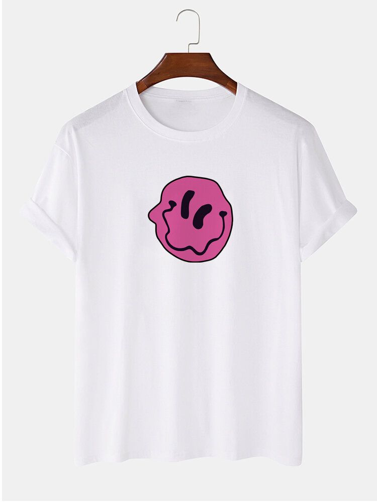 T-shirts À Manches Courtes 100 % Coton Smile Emojis Pour Homme