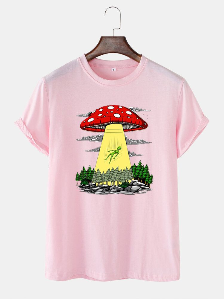 T-shirts À Manches Courtes À Col Rond Et À Imprimé Champignon Pour Hommes