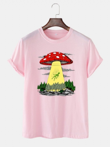 T-shirts À Manches Courtes À Col Rond Et À Imprimé Champignon Pour Hommes