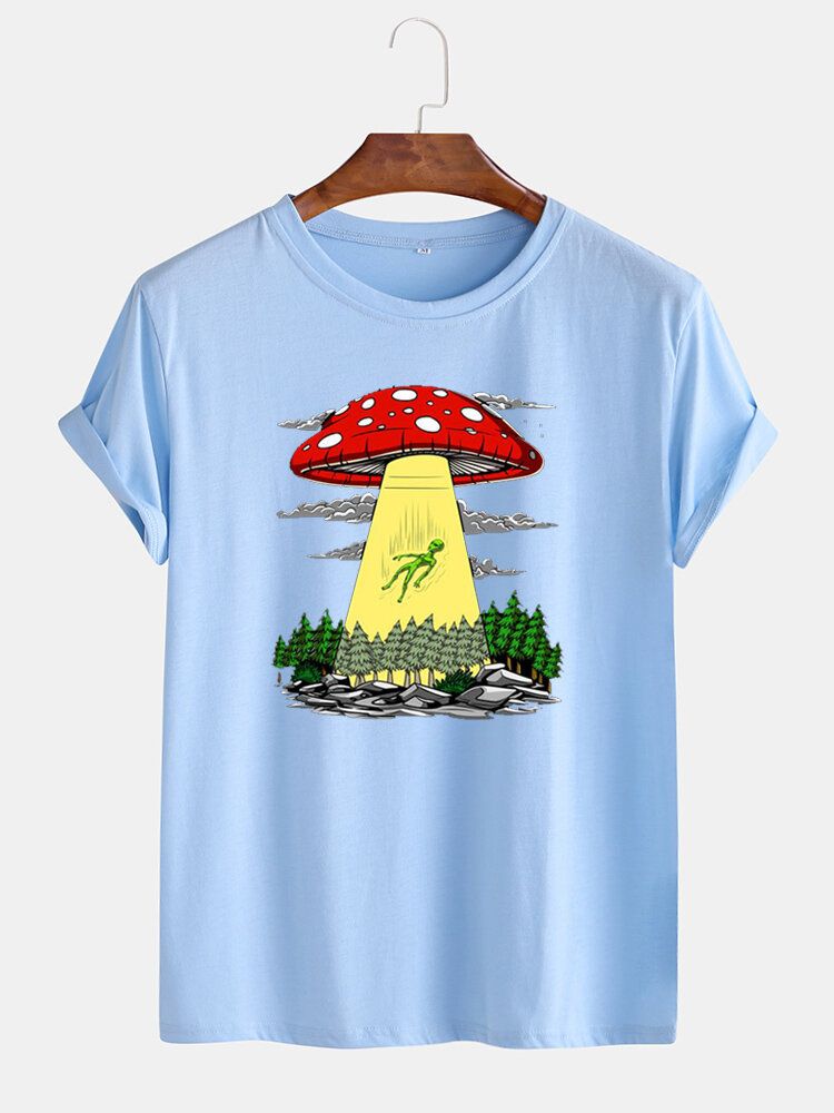 T-shirts À Manches Courtes À Col Rond Et À Imprimé Champignon Pour Hommes