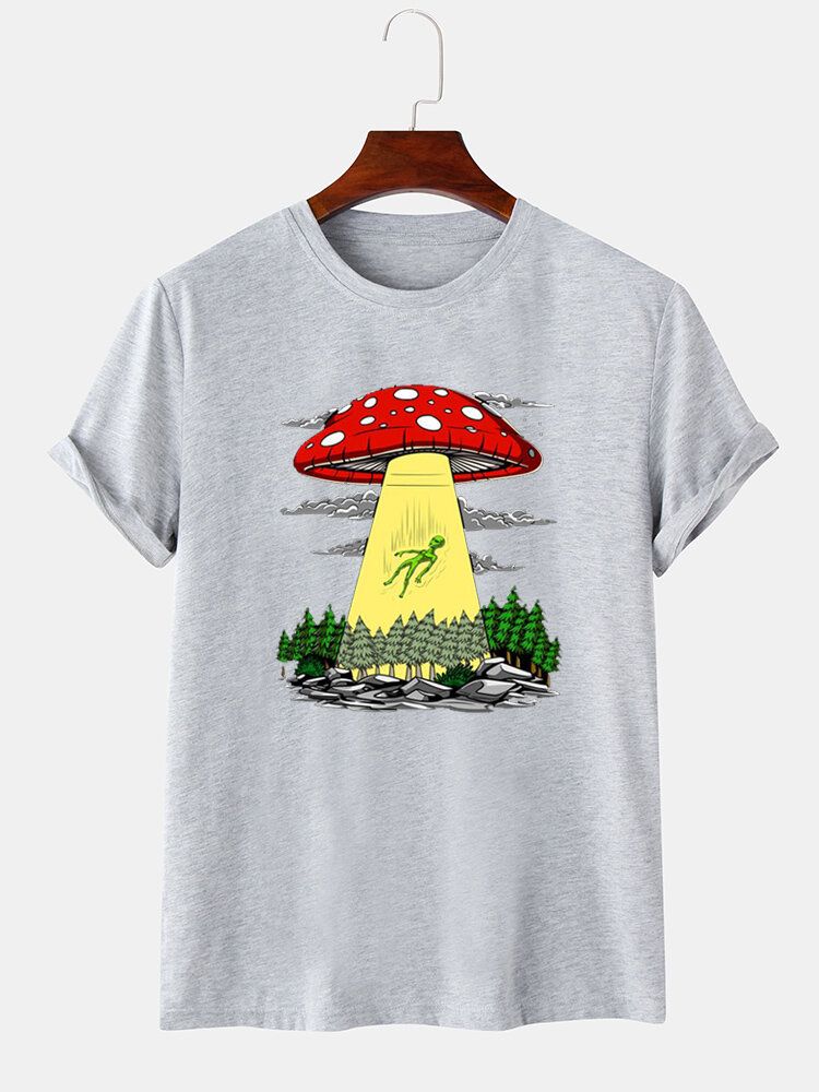 T-shirts À Manches Courtes À Col Rond Et À Imprimé Champignon Pour Hommes