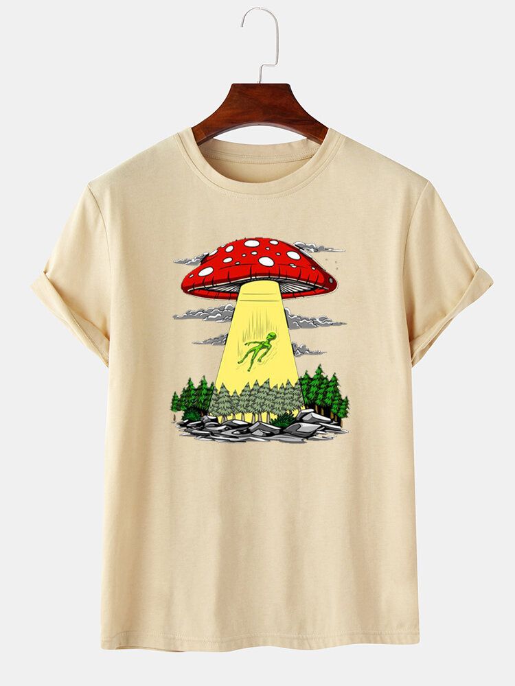 T-shirts À Manches Courtes À Col Rond Et À Imprimé Champignon Pour Hommes