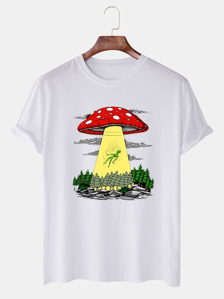 T-shirts À Manches Courtes À Col Rond Et À Imprimé Champignon Pour Hommes