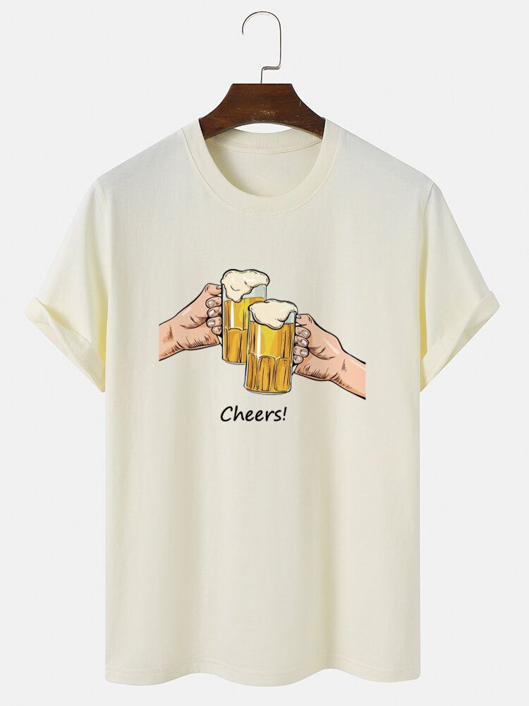 T-shirts À Manches Courtes En Coton À Col Rond Pour Hommes Beers Cheers