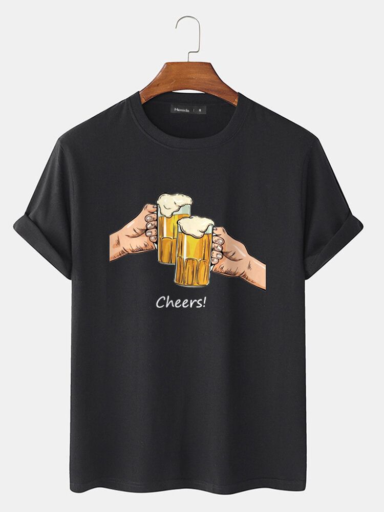 T-shirts À Manches Courtes En Coton À Col Rond Pour Hommes Beers Cheers