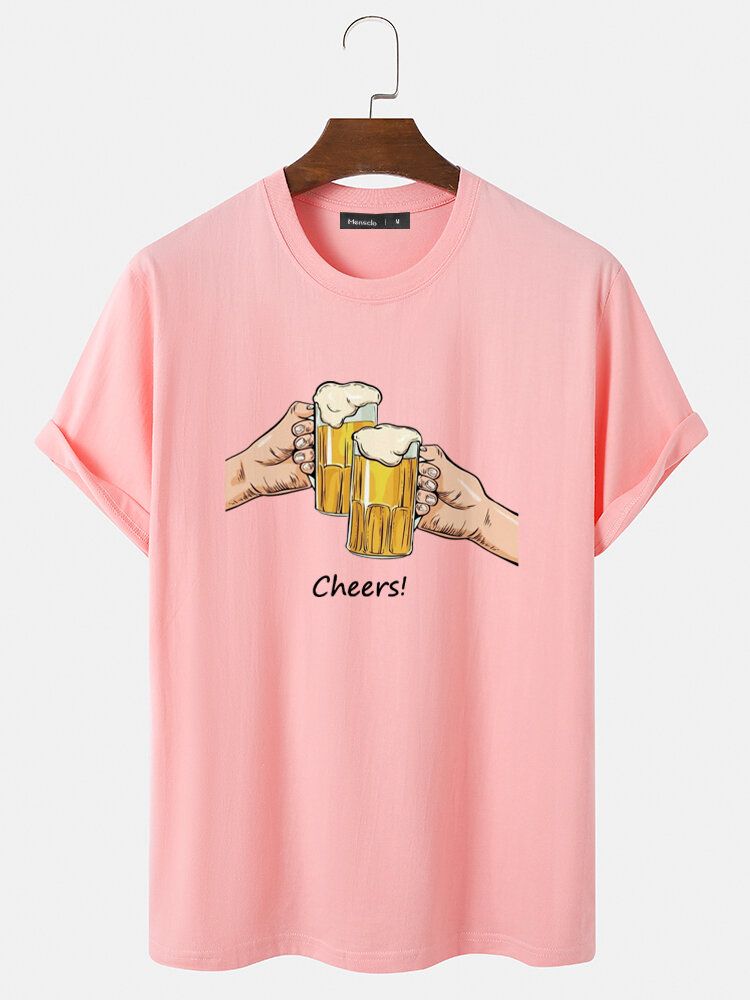 T-shirts À Manches Courtes En Coton À Col Rond Pour Hommes Beers Cheers