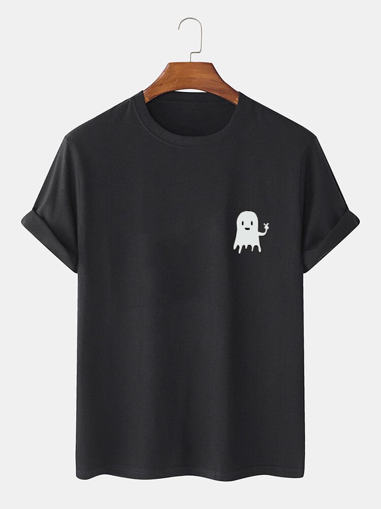 T-shirts À Manches Courtes En Coton À Imprimé Fantôme Halloween Pour Hommes