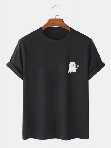 T-shirts À Manches Courtes En Coton À Imprimé Fantôme Halloween Pour Hommes