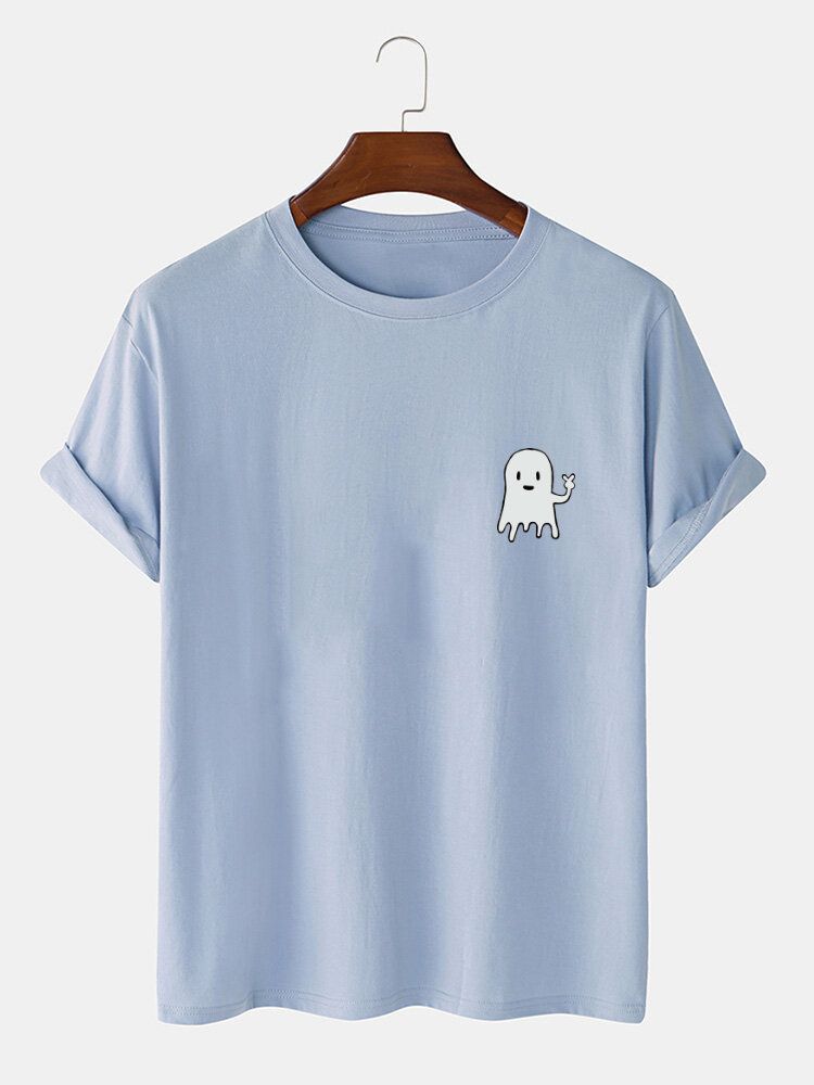 T-shirts À Manches Courtes En Coton À Imprimé Fantôme Halloween Pour Hommes