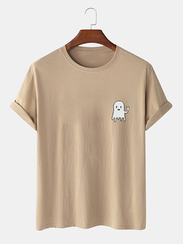 T-shirts À Manches Courtes En Coton À Imprimé Fantôme Halloween Pour Hommes