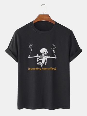 T-shirts À Manches Courtes Pour Homme 100 % Coton Avec Lettres Squelettes D'halloween