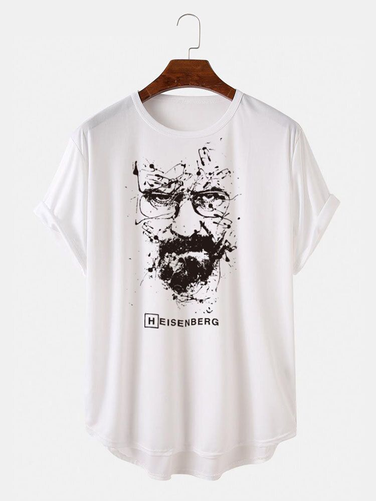 T-shirts À Manches Courtes À Manches Courtes Pour Hommes Avec Portrait À L'encre Légère