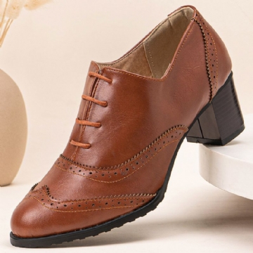 Talons Oxfords Rétro Confortables À Lacets Pour Femmes De Grande Taille