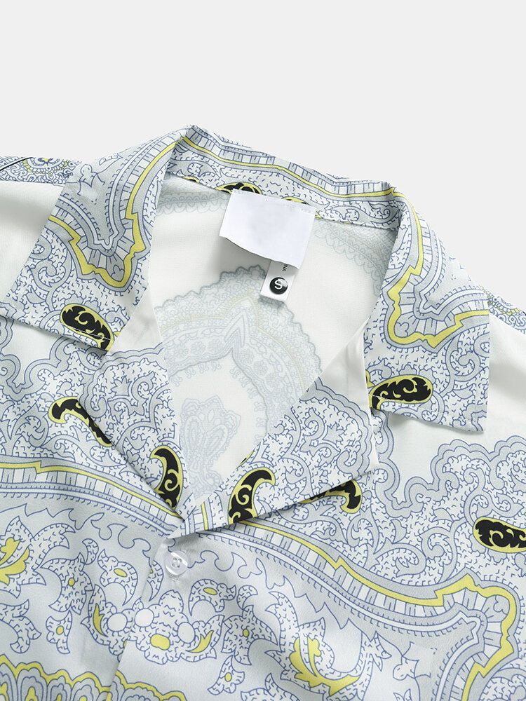 Tenues Deux Pièces Courtes À Col Revere Imprimé Style Baroque Pour Hommes