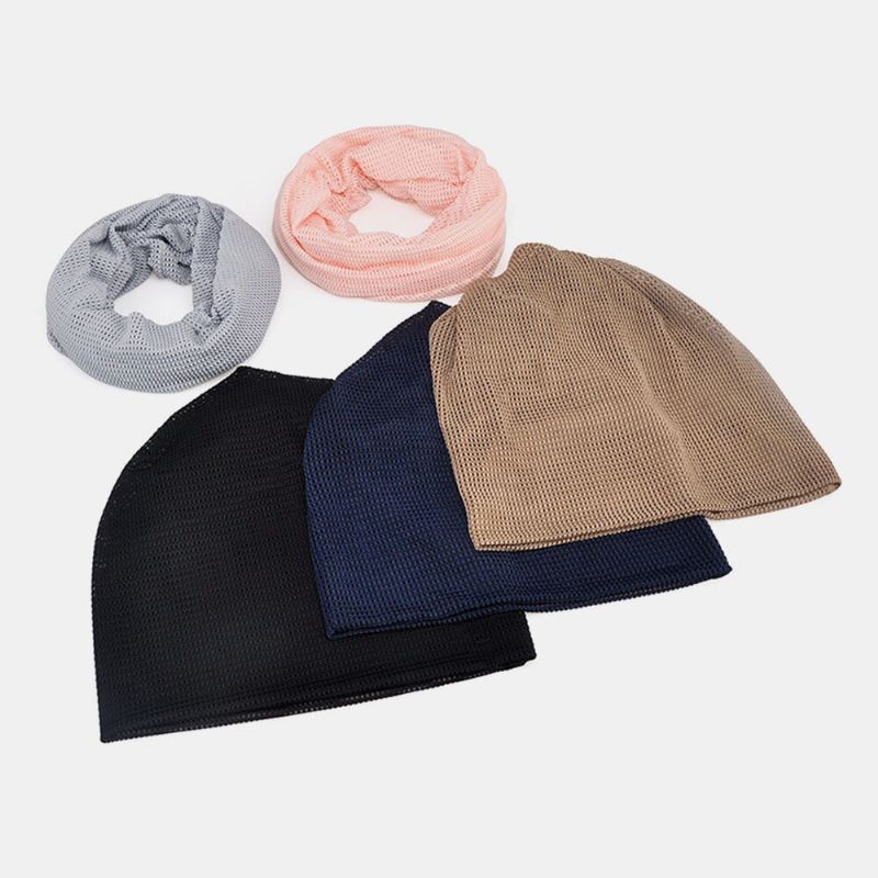 Thin Beanie Hat Solid Color Mesh Respirant Hairband Scarf Multifonctionnel