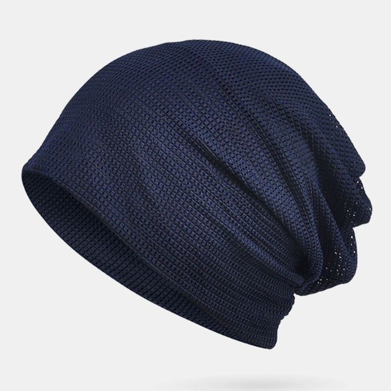 Thin Beanie Hat Solid Color Mesh Respirant Hairband Scarf Multifonctionnel