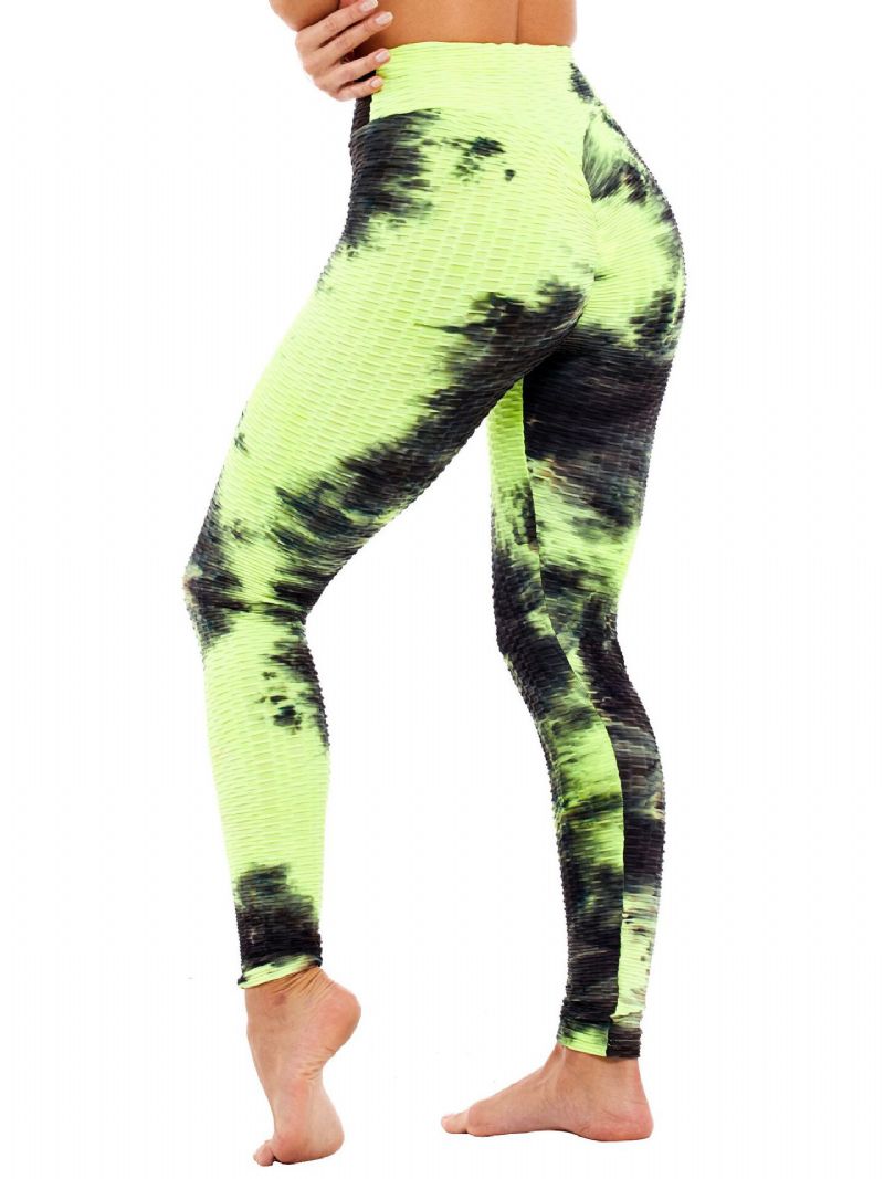 Tie-dye Imprimé Aléatoire Taille Haute Slim Sport Yoga Casual Leggings Pour Femmes