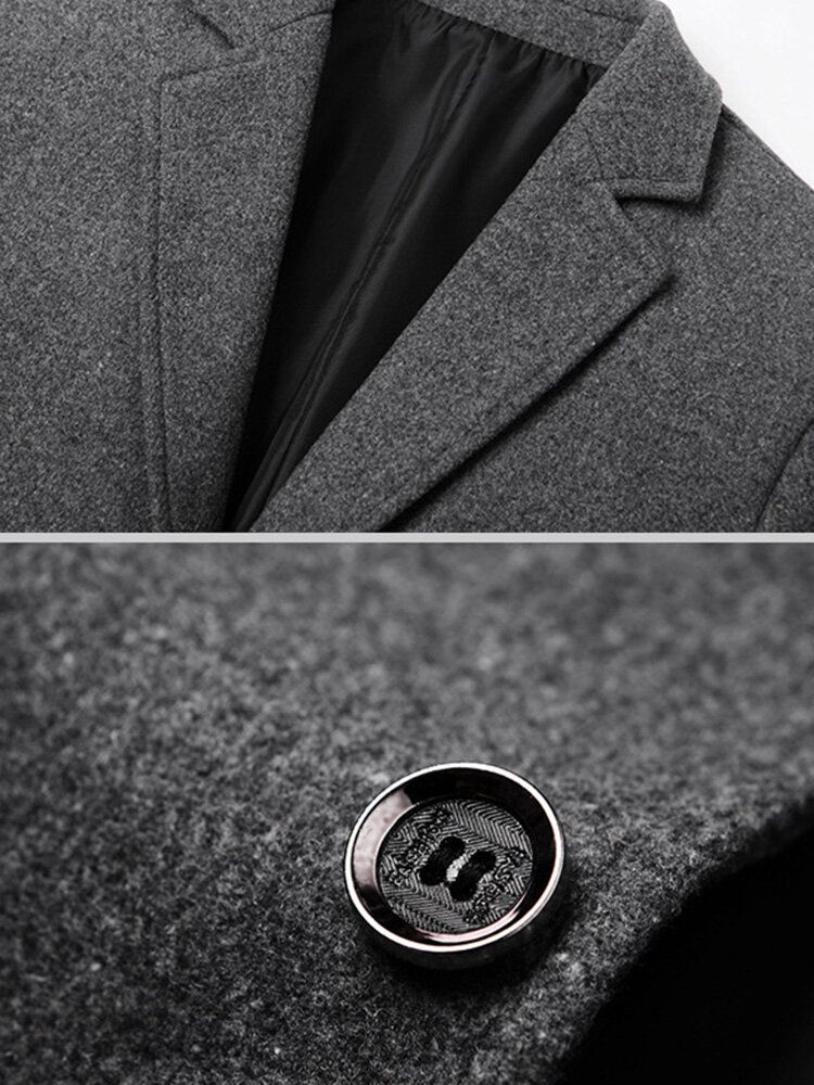 Trench-coat D'affaires Épais En Laine À Boutonnage Simple Pour Hommes