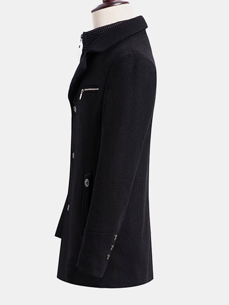 Trench-coat Mi-long En Laine À Boutonnage Simple Pour Homme Avec Gilet Amovible