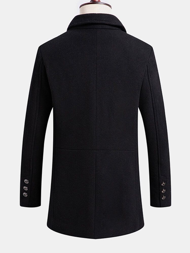 Trench-coat Mi-long En Laine À Boutonnage Simple Pour Homme Avec Gilet Amovible