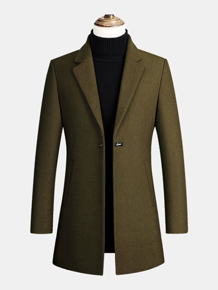 Trench-coat À Revers En Laine Mi-longue Et Chaude Pour Homme