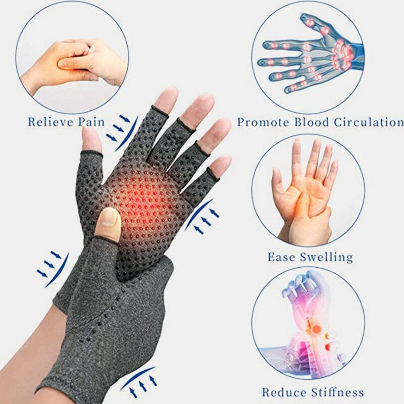 Tricoter Des Gants Magnétiques Sans Doigts Gants D'arthrite Sports De Plein Air Fitness Gants En Silicone