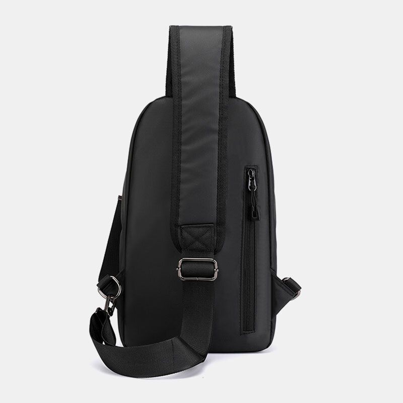 Trou Pour Écouteurs En Nylon Pour Hommes Sac À Bandoulière Extérieur Étanche Sac De Poitrine Sac À Bandoulière