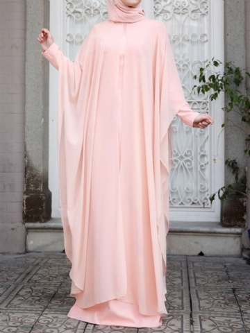 Tunique Caftan Femme Deux Pièces Détachable À L'extérieur Chauve-souris Robe Longue À Manches Longues