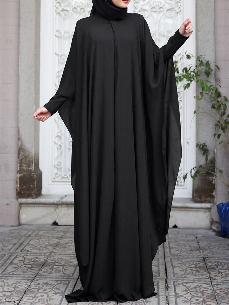 Tunique Caftan Femme Deux Pièces Détachable À L'extérieur Chauve-souris Robe Longue À Manches Longues