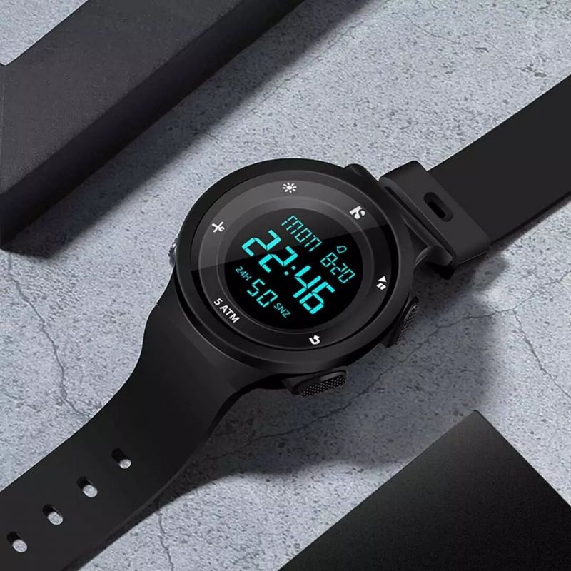 Twentyseventeen Qingpai Multifonction 12/24 Heures Date Semaine Affichage Lumineux Réveil Chronomètre 5atm Étanche Hommes Montre Numérique De Xiaomi Youpin