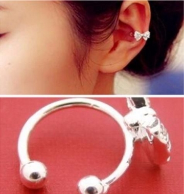 U Forme Crystal Bowknot Bow Ear Cuff No Piercing Earring