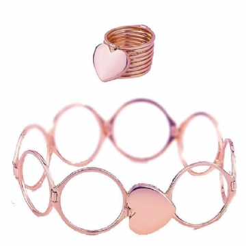 Unique Heart Finger Rings Stackable Multilayer 2 In 1 Dual Purpose Ring Bracelet For Women