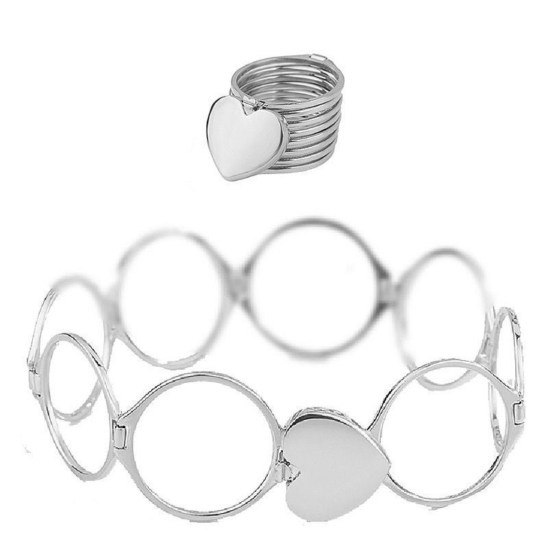 Unique Heart Finger Rings Stackable Multilayer 2 In 1 Dual Purpose Ring Bracelet For Women