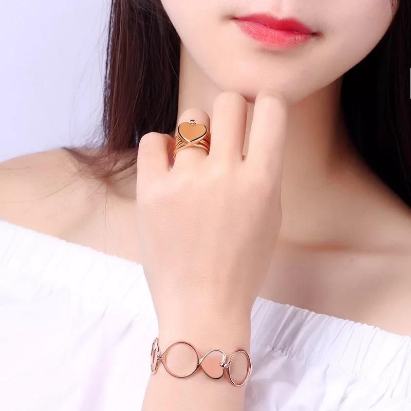 Unique Heart Finger Rings Stackable Multilayer 2 In 1 Dual Purpose Ring Bracelet For Women