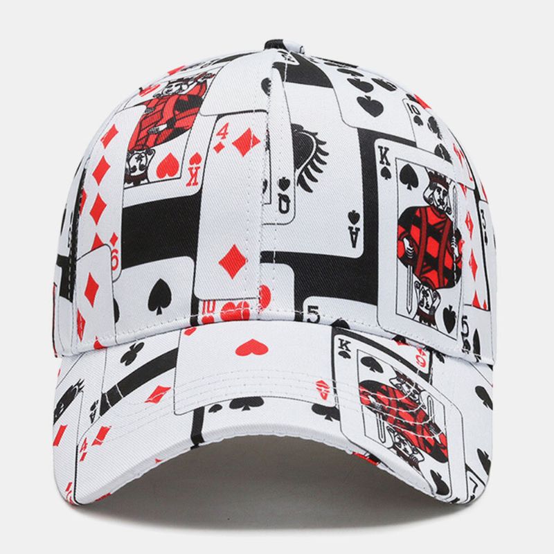 Unisex Cotton Overlay Poker Chain Letter Graffiti Print Hip-hop Fashion Baseball Cap