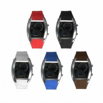 Unisex Fashion Square Silicone Rubber Band Binary Dot Led Quartz Watch