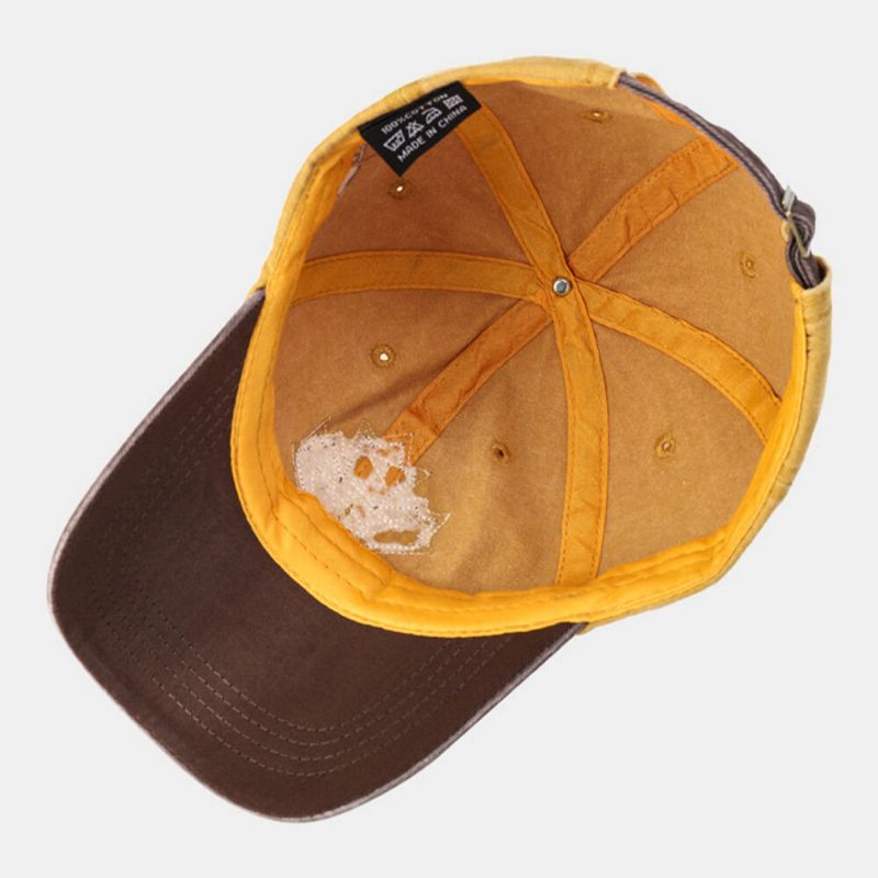 Unisex Trade Patch Washed Baseball Cap Summer Color Matching Respirant Adjustable Hat