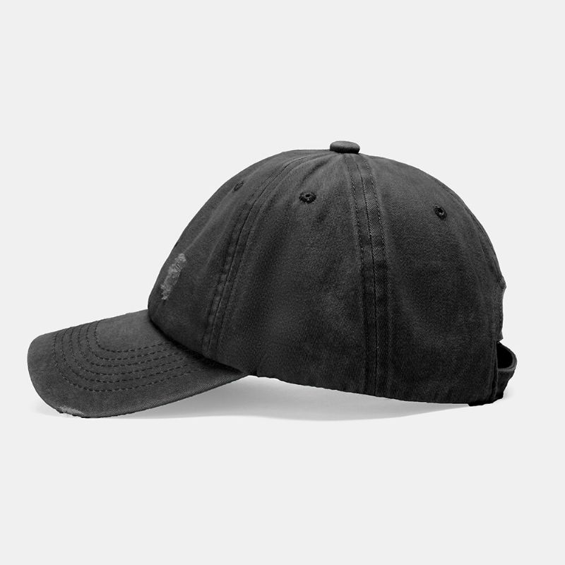 Unisex Washed Made-old Baseball Cap Cotton Broken Hole Lettre Broderie Stretch Fit Cap