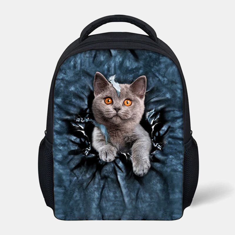 Unisexe Animal Creative 3d Cartoon Mignon Chat Casual Outdoor Petit Sac À Dos Cartable