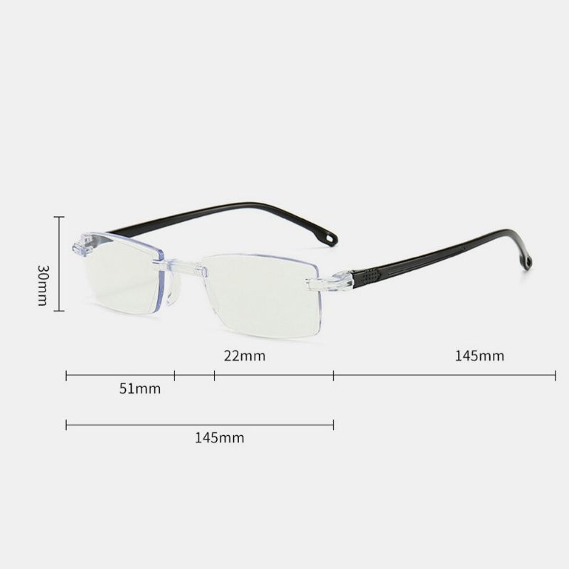 Unisexe Anti-lumière Bleue Sans Cadre Hd Diamant Coupe Bi-lumière Double Usage Lunettes De Lecture Lunettes Presbytes